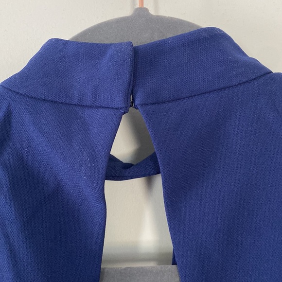 *!!WORN ONCE!!* navy mini dress with a high neck and lace detail from EXPRESS. - Picture 3 of 6